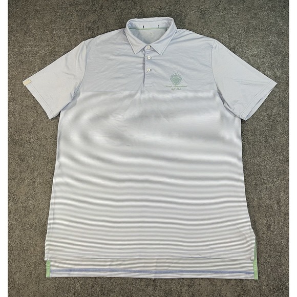 Ralph Lauren RLX Polo Shirt Mens XL Blue Stripe Trump International Golf Club - Picture 2 of 8